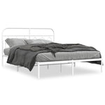 ZNTS Metal Bed Frame without Mattress with Headboard White 135x190cm 377165