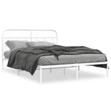 ZNTS Metal Bed Frame without Mattress with Headboard White 135x190cm 377165