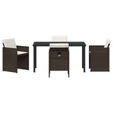 Garden Dining Set with Cushion 5 pcs Brown Poly Rattan 3379953