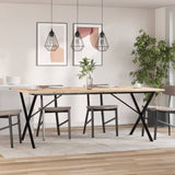 ZNTS Dining Table X-Frame 200x100x75.5 cm Solid Wood Pine and Steel 3282767