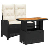 2 Piece Garden Dining Set with Cushions Black Poly Rattan 3277382