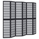 Room Divider 6 Panels Black Solid Wood Paulownia 358779