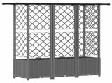 Raised Bed with Trellis and Roof Light Grey 163.5 x 40 x 136 cm 42032597