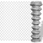 ZNTS Chain Link Fence Galvanised Steel 15x1 m Silver 141486