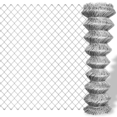 ZNTS Chain Link Fence Galvanised Steel 15x1.5 m Silver 141488