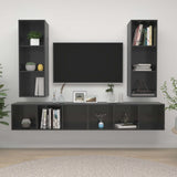 Wall-mounted TV Cabinets 4 pcs High Gloss Grey Engineered Wood 3079888