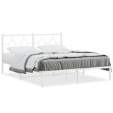 Metal Bed Frame without Mattress with Headboard White 150x200cm 376277