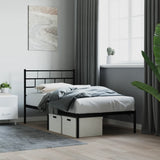 Metal Bed Frame without Mattress with Headboard Black 90x200cm 355652