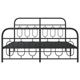 Metal Bed Frame without Mattress with Footboard Black 150x200cm 377137