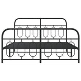 Metal Bed Frame without Mattress with Footboard Black 150x200cm 377137