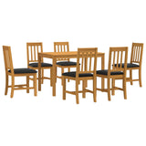 Dining Set 7 pcs Black Solid Oak Wood 3430255