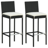 3 Piece Garden Bar Set with Cushions Poly Rattan Black 3095413