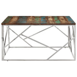Coffee Table Silver Stainless Steel and Solid Wood Reclaimed 349960