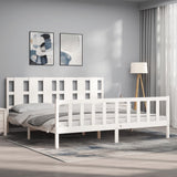Bed Frame without Mattress White 200x200 cm Solid Wood Pine 3192252