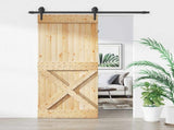 Sliding Door Natural and Black 90 x 210 cm Solid Pine Wood 3445132