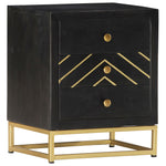 ZNTS Bedside Cabinet Black and Gold 40x30x50 cm Solid Mango Wood 286517