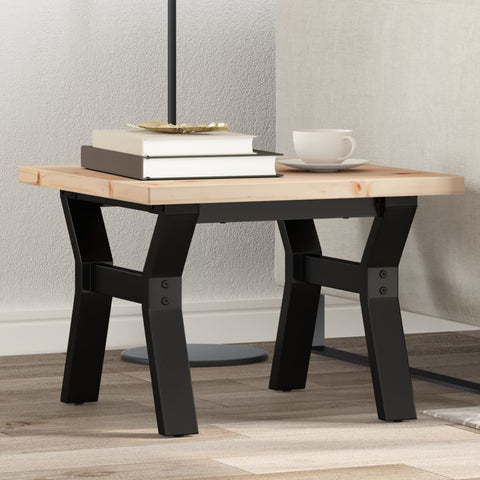 ZNTS Coffee Table Y-Frame 50x50x35.5 cm Solid Wood Pine and Steel 3282769