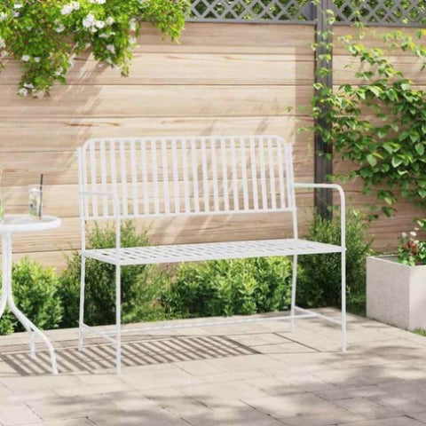Garden Bench White 104 x 54 x 93cm Steel 42008116