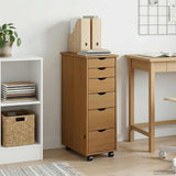 Rolling Cabinet Honey Brown 34 x 39 x 93.5 cm Solid Pine Wood 42028364