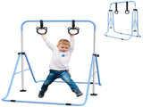 Adjustable Height, Foldable Kids Gymnastics Bar w/ Non-slip Rubber Floor Rings, for 3 Years, Blue T3398P378985