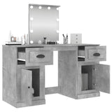 Dressing Table with LED Concrete Grey 130x50x132.5 cm 3185347