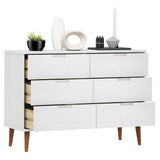 Drawer Cabinet MOLDE White 113x40x80 cm Solid Wood Pine 350508