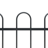 Garden Fence with Hoop Top Steel 181x120 cm Black 144931