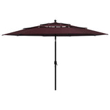 3-Tier Garden Parasol with Aluminium Pole Bordeaux Red 3.5 m 313880