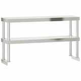 Kitchen Work Table with Overshelf 110x55x150 cm Stainless Steel 3208906