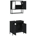 ZNTS 2 Piece Bathroom Furniture Set Black Engineered Wood 3214660