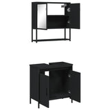 ZNTS 2 Piece Bathroom Furniture Set Black Engineered Wood 3214660