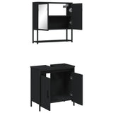 2 Piece Bathroom Furniture Set Black Engineered Wood 3214660
