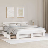 Bed Frame with Headboard White 200 x 200 cm Solid Pine Wood 3382263