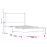 Metal Bed Frame without Mattress Sonoma Oak 100x200 cm 4007863