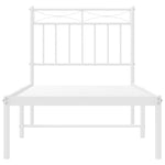 Metal Bed Frame without Mattress with Headboard White 75x190cm 373730