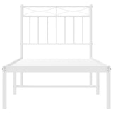 Metal Bed Frame without Mattress with Headboard White 75x190cm 373730