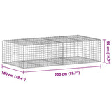 Gabion Basket with Cover 200x100x50 cm Galvanised Iron 3295179