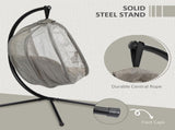 Hanging Egg Chair, Folding Texteline Swing Hammock with Side Pocket, Cushion and Stand for Indoor T3398P320371
