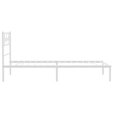 Metal Bed Frame without Mattress with Headboard White 100x200cm 355311