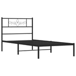 ZNTS Metal Bed Frame without Mattress with Headboard Black 80x200cm 355258