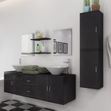 Nine Piece Bathroom Furniture and Basin Set Black 272229