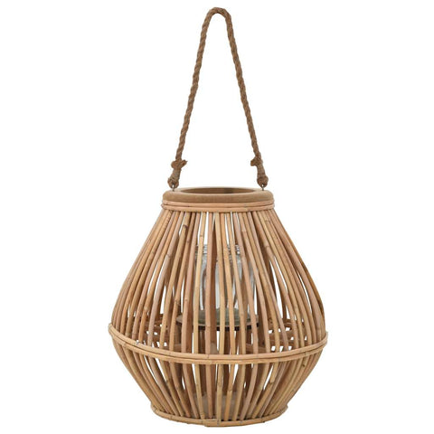 ZNTS Hanging Candle Lantern Holder Wicker Natural 246819