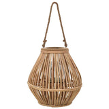 Hanging Candle Lantern Holder Wicker Natural 246819