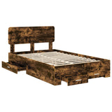 Bed Frame with Drawer Smoked Oak 120 x 200 cm Engineered Wood 3412395
