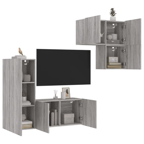 4 Piece TV Wall Units Grey Sonoma Engineered Wood 3216433