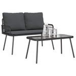 Garden Dining Set 2 pcs Black Poly Rattan 3328646
