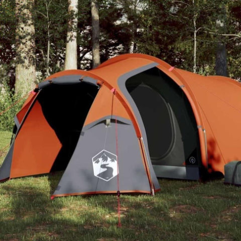 ZNTS Camping Tent Tunnel 3-Person Grey and Orange Waterproof 94392