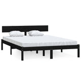 Bed Frame Black Solid pine wood Double Durable Bed Frame 810126