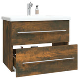 Sink Cabinet Smoked Oak 60x38.5x48 cm Engineered Wood 815642