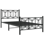 ZNTS Metal Bed Frame without Mattress with Footboard Black 100x190cm 376140